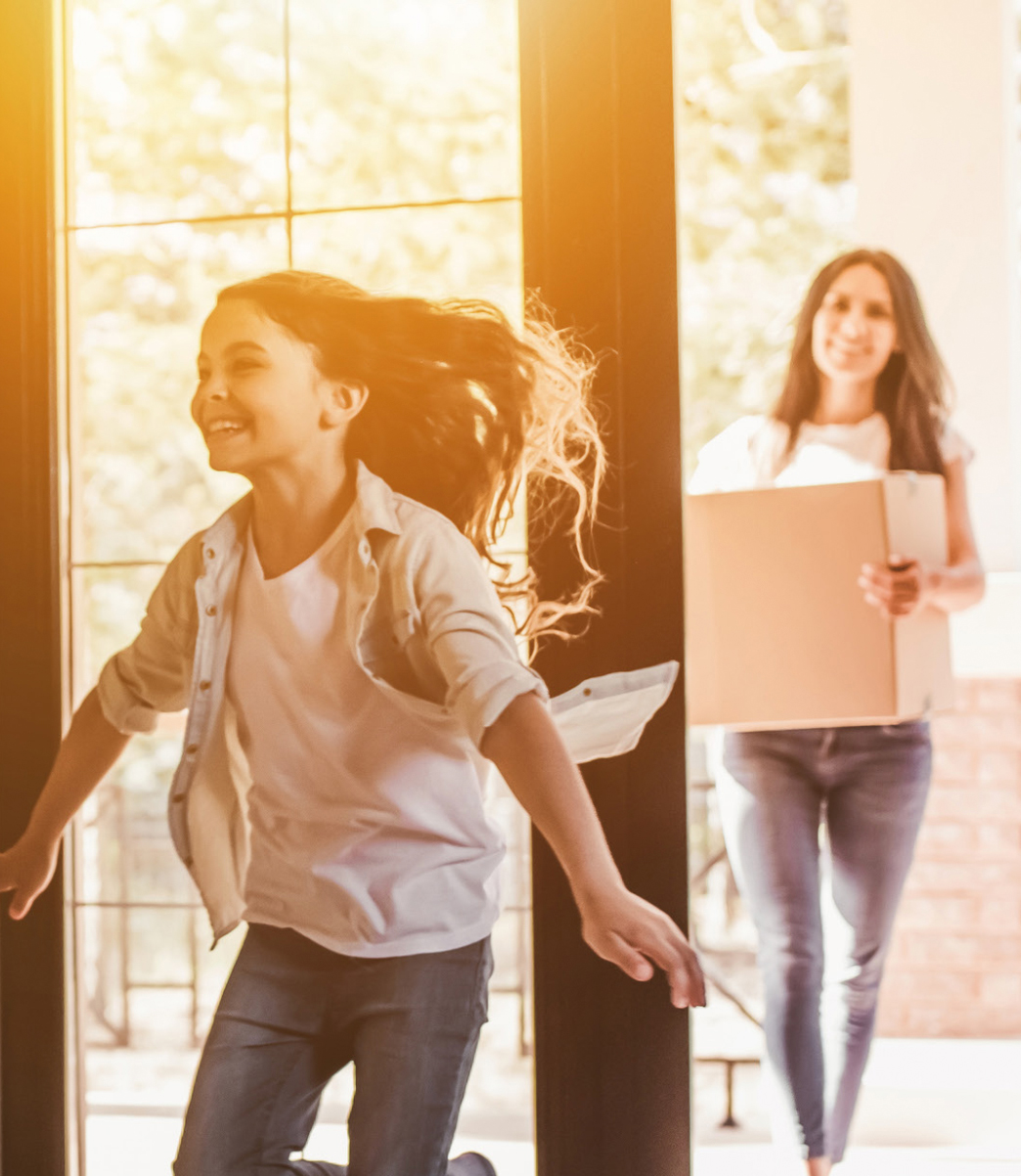 girl running in the house